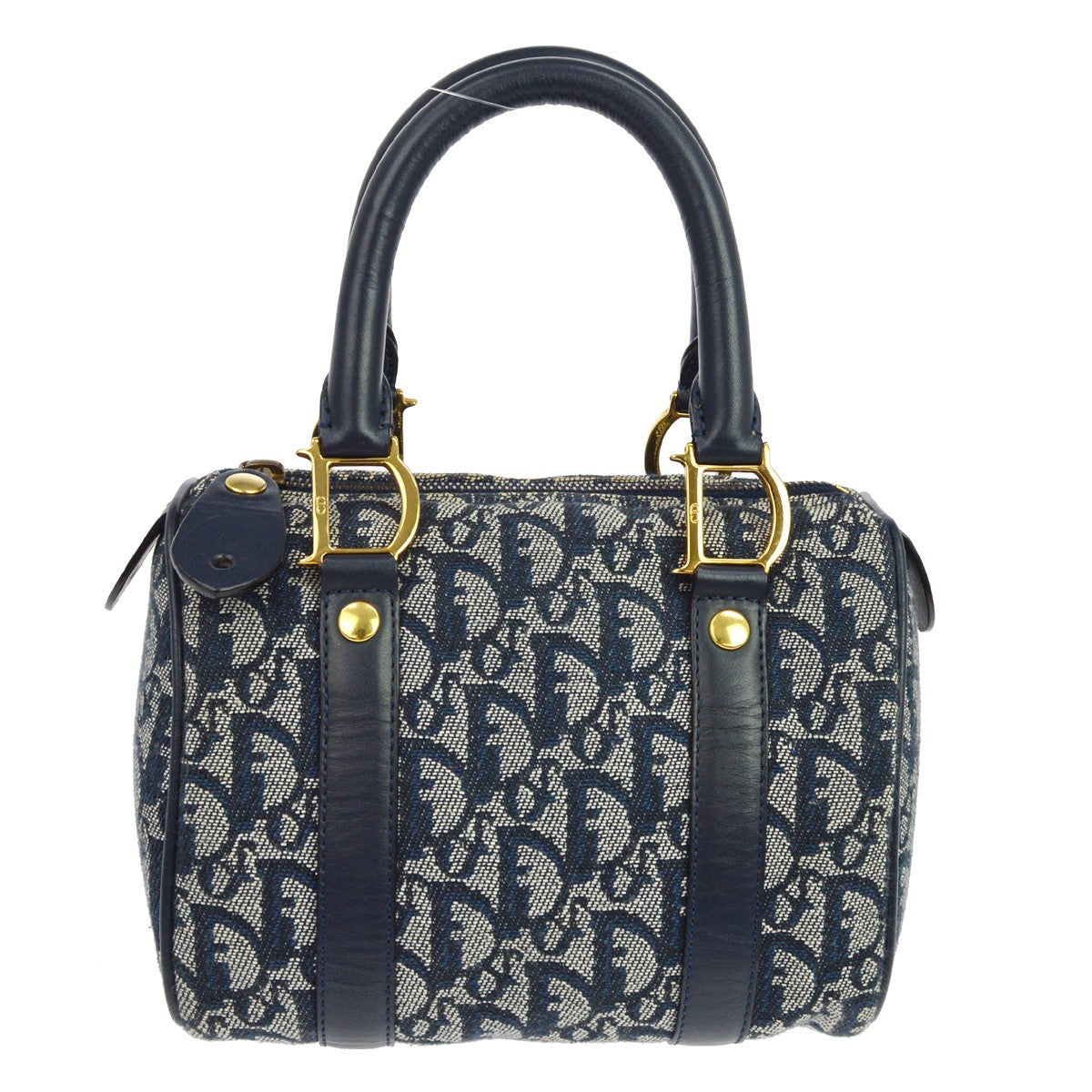 Christian Dior Vintage Trotter Boston Diorissimo Canvas Navy Canvas Handbag (Pre-Owned)