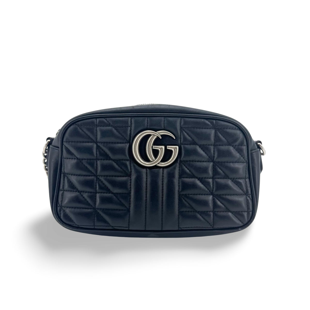 Gucci Gg Marmont Matelasse Leather Black Leather Shoulder Bag Bag (Pre-Owned)