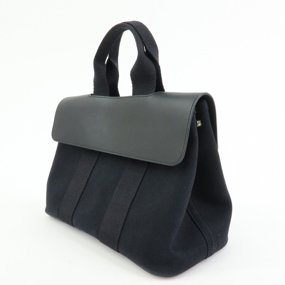 Hermes Valparaiso Toile And Leather Black Canvas Handbag (Pre-Owned)