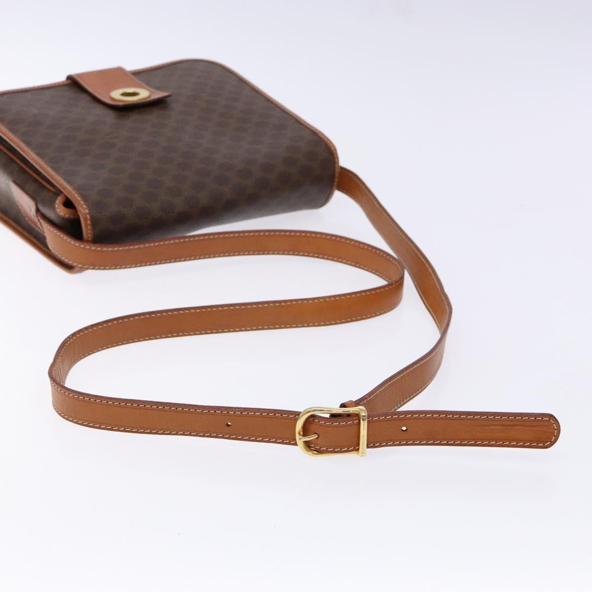 Celine Macadam Shoulder Pvc Leather Brown Canvas Bag (Pre-Owned)