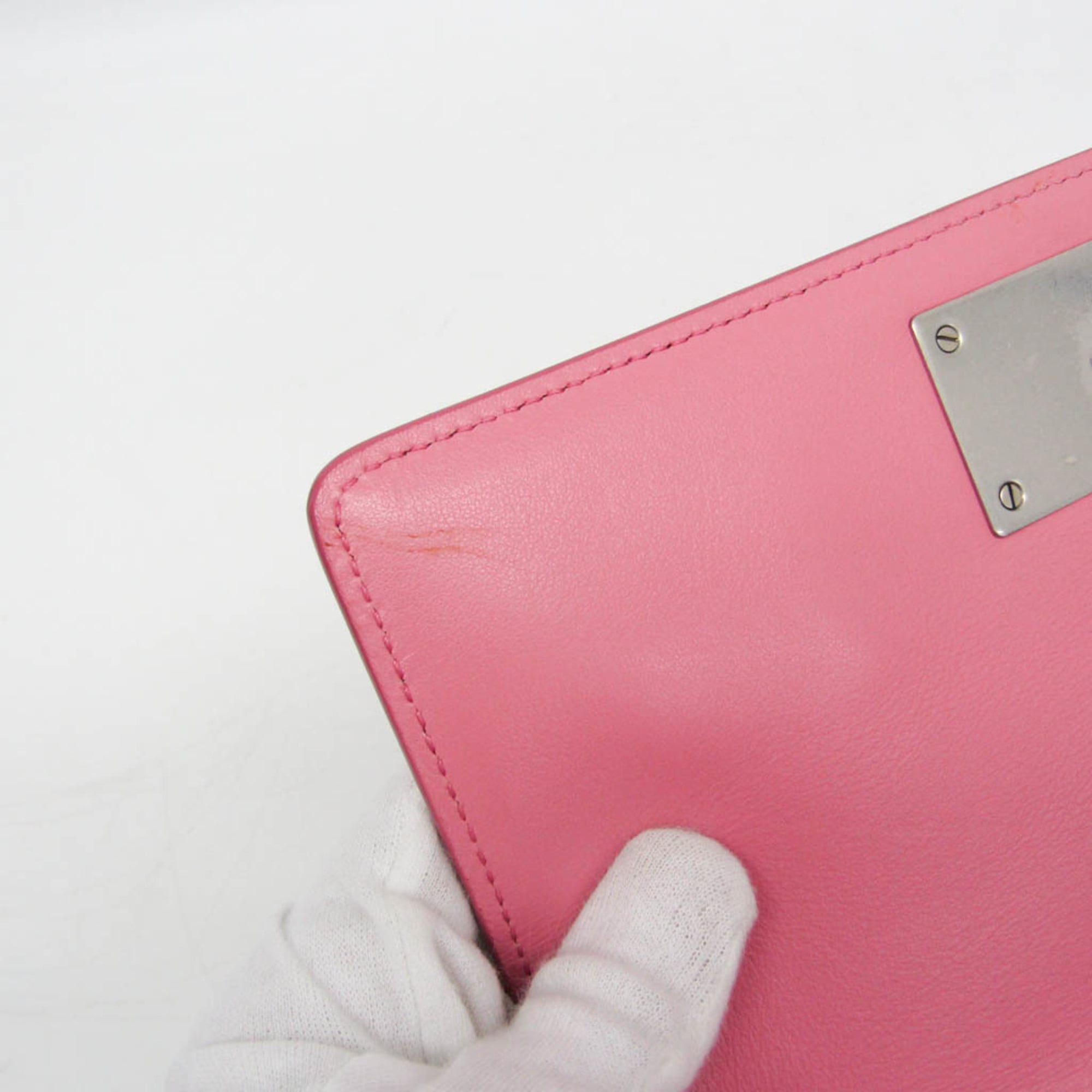 Prada Lux Chain Lock Flap Saffiano Leather Pink Leather Shoulder Bag Bag (Pre-Owned)