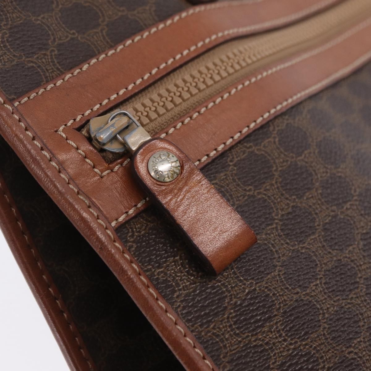 Celine Macadam Macadam With Leather Brown Canvas Tote Bag Bag (Pre-Owned)