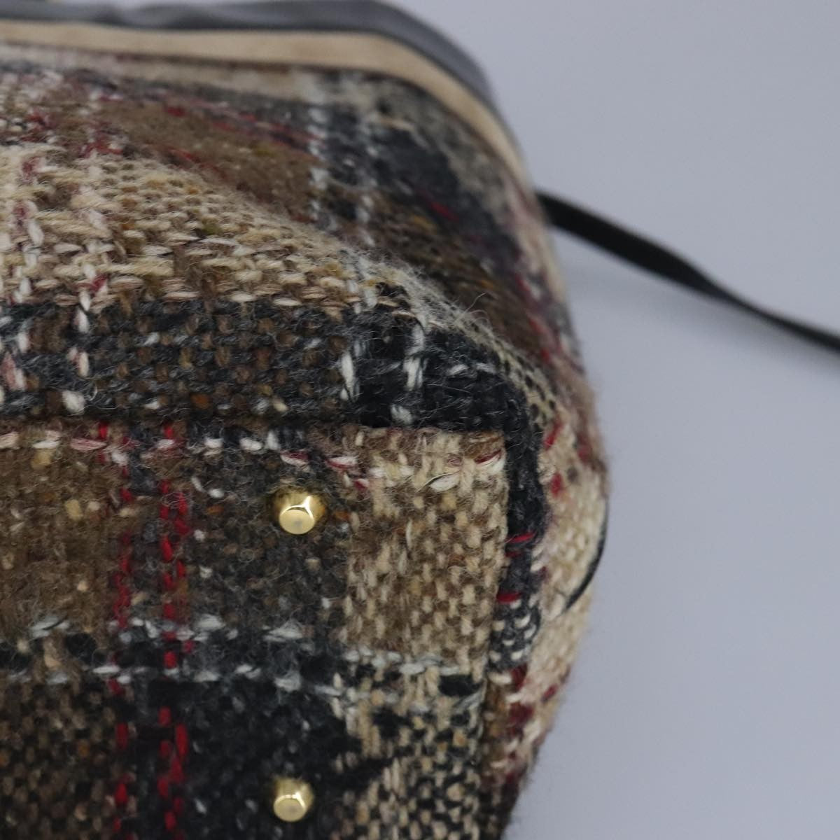 Burberry Nova Check Wool Beige Wool Handbag (Pre-Owned)