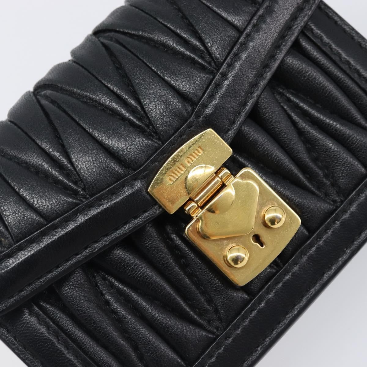Miu Miu Biker Chain Matelasse Leather Black Leather Shoulder Bag Bag (Pre-Owned)