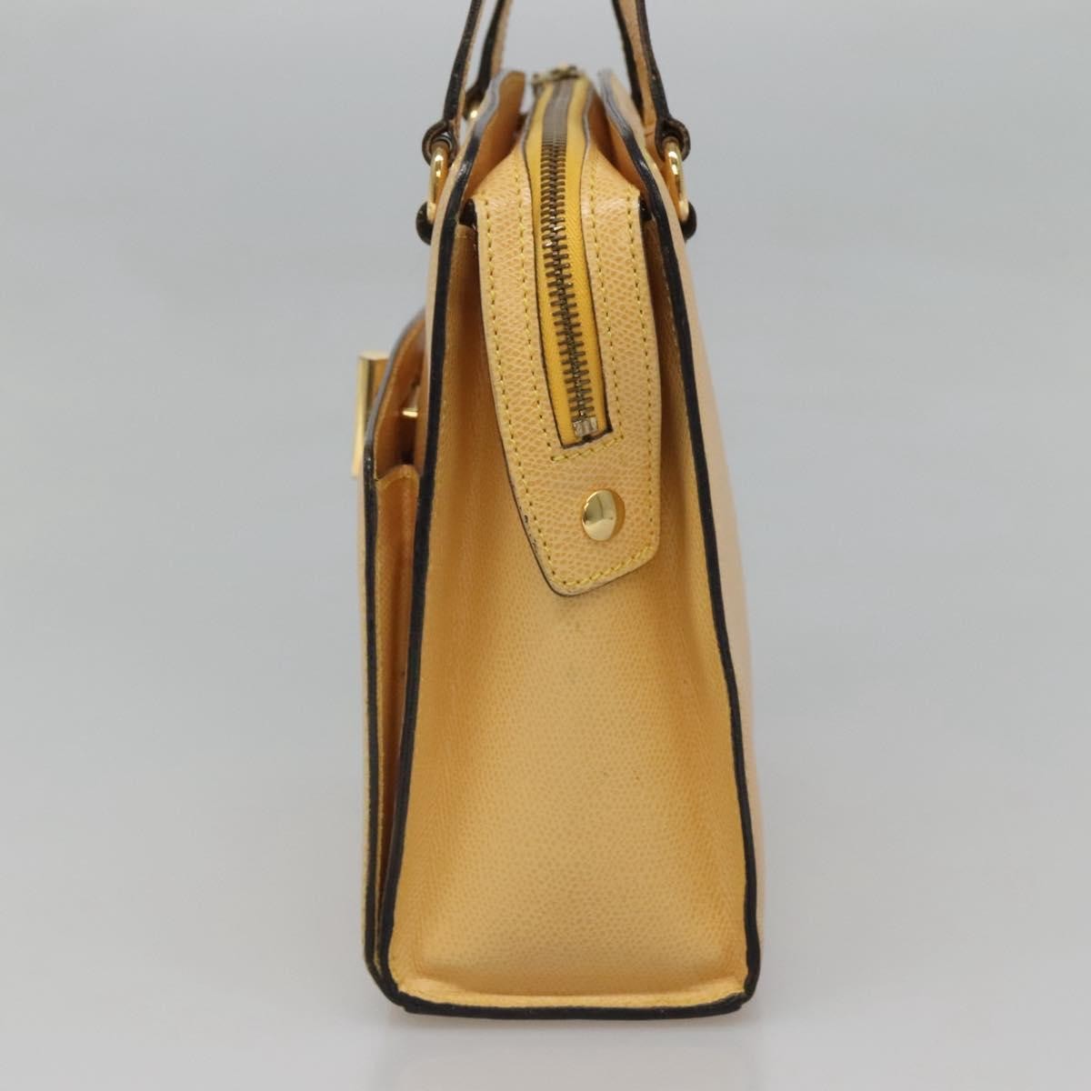 Celine Vintage Turnlock Leather Yellow Leather Handbag (Pre-Owned)