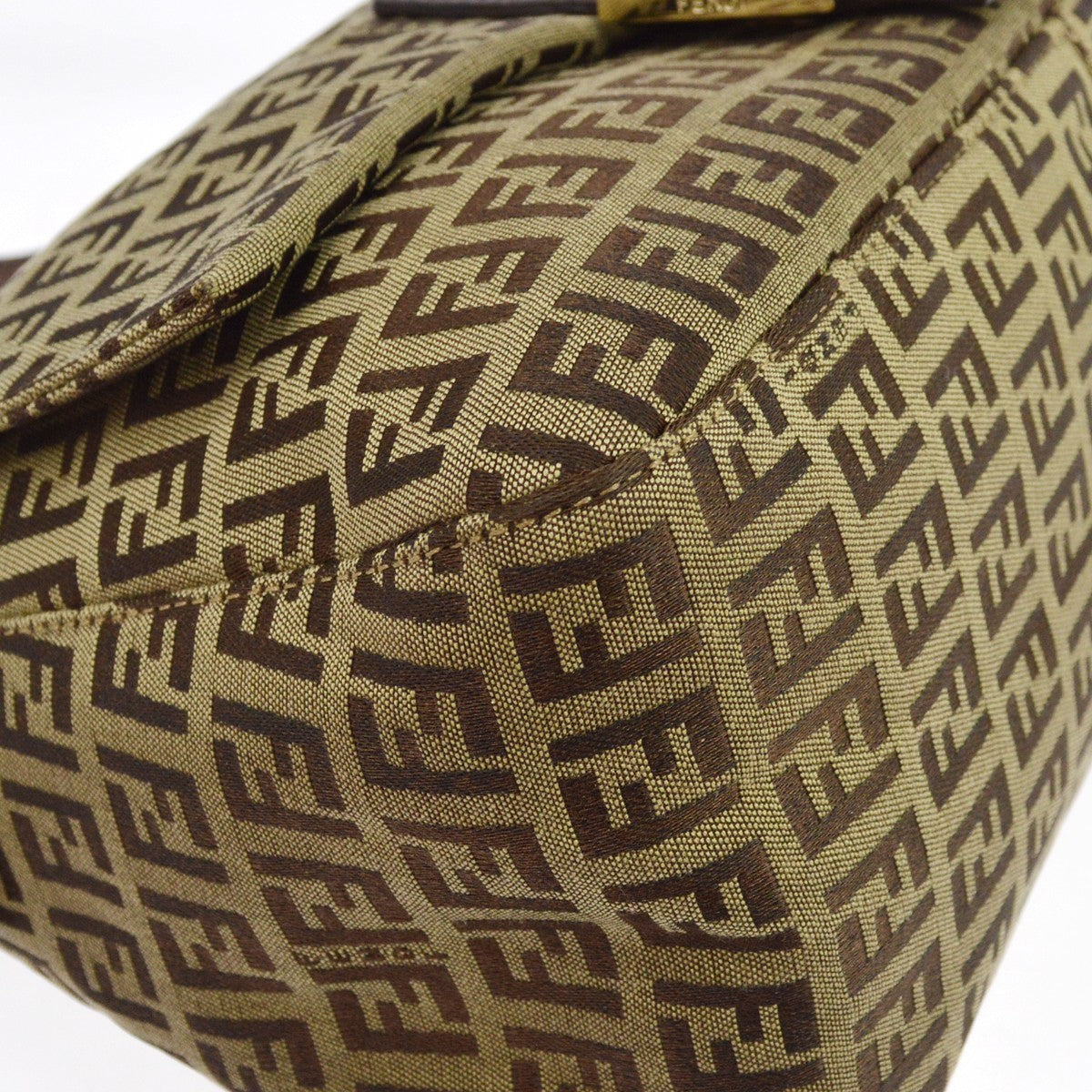 Fendi Zucchino Canvas Mamma Baguette Canvas Brown Canvas Shoulder Bag Bag (Pre-Owned)