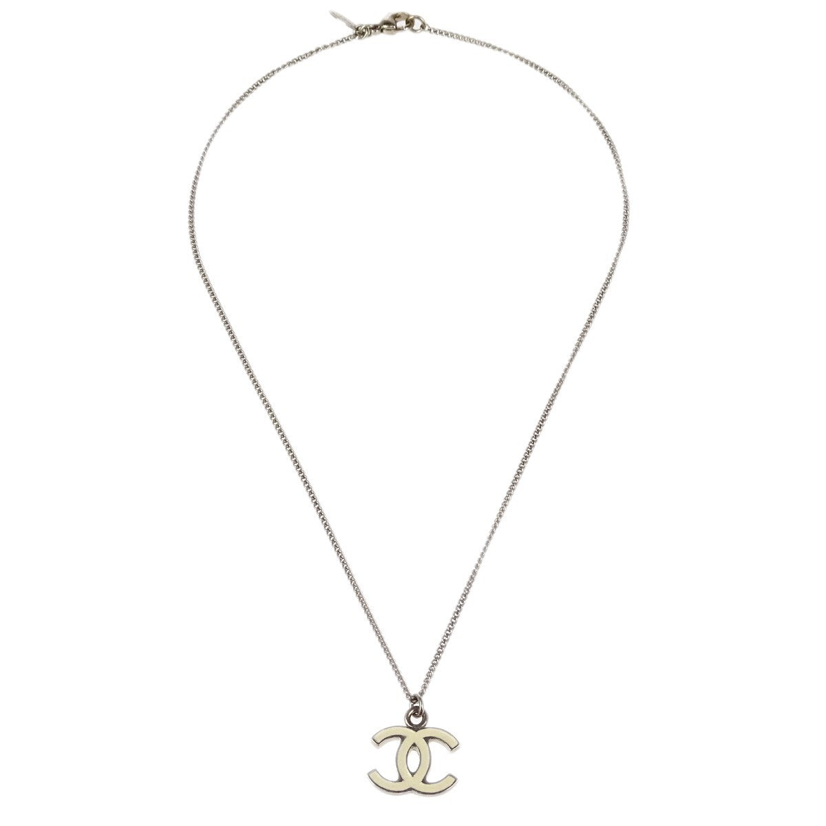 Chanel Cc Logo Pendant Metal Silver Silver_Plated Necklace Jewelry (Pre-Owned)