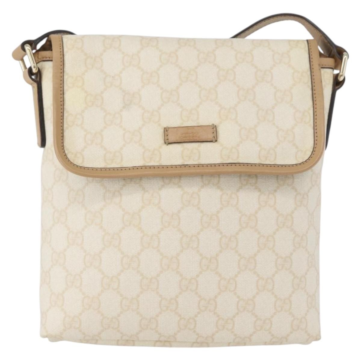 Gucci Flap Messenger Gg Coated Canvas Beige Canvas Shoulder Bag Bag (Pre-Owned)