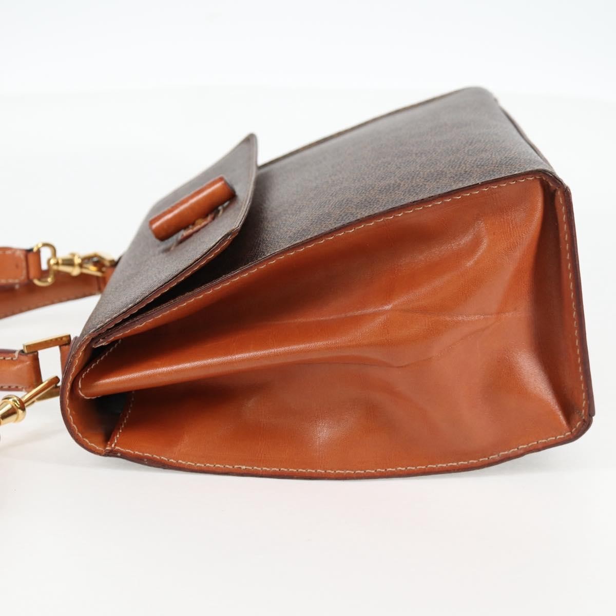 Celine Vintage Convertible Top Handle Macadam Coated Canvas Brown Canvas Handbag (Pre-Owned)