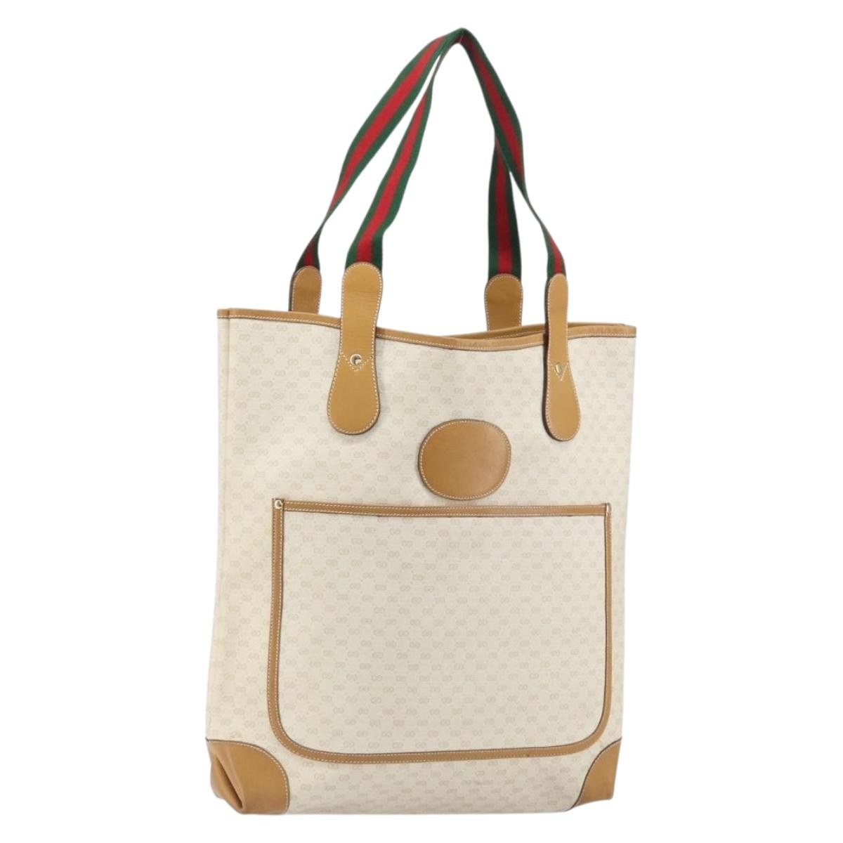 Gucci Vintage Tote Canvas White Pvc Tote Bag Bag (Pre-Owned)