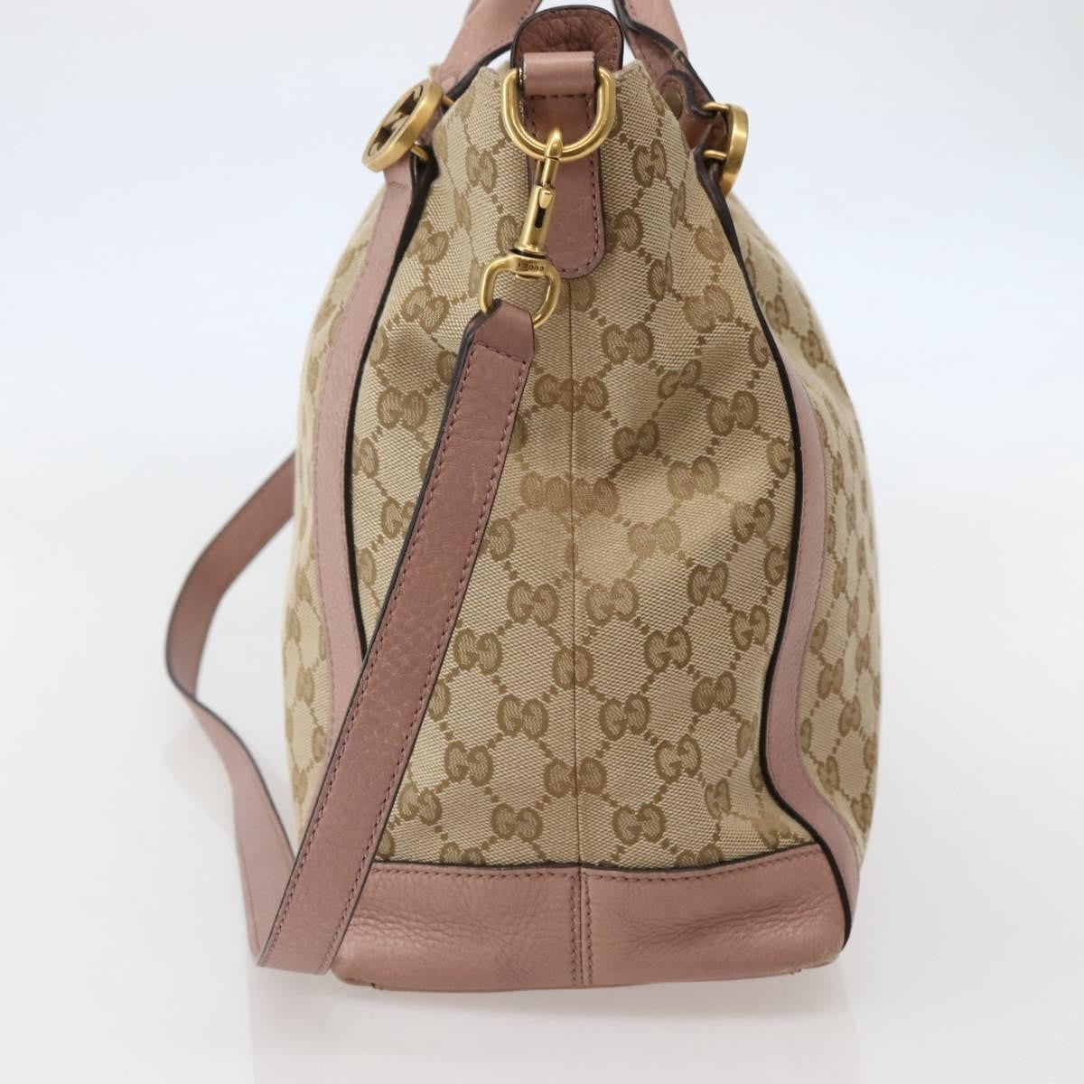 Gucci Vintage Interlocking G Canvas And Leather Beige Canvas Handbag (Pre-Owned)