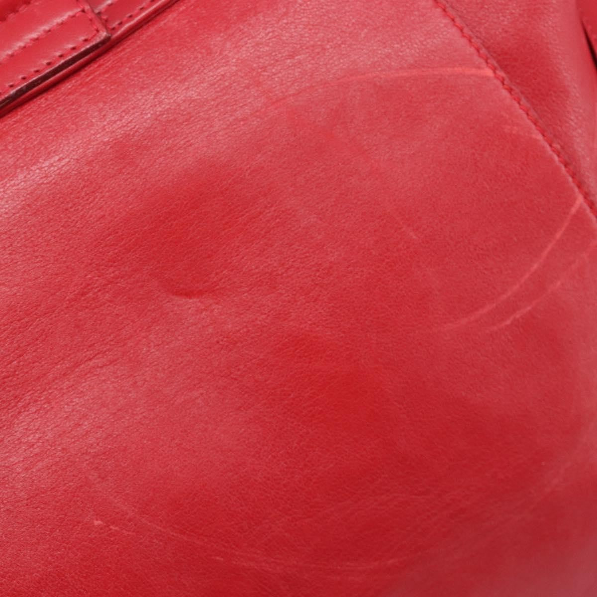 Gucci Vintage Bamboo Leather Red Leather Backpack Bag (Pre-Owned)