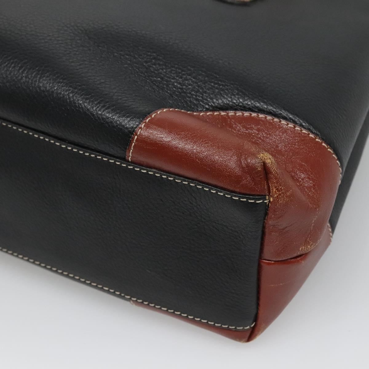 Bally Vintage Leather Black Leather Handbag (Pre-Owned)