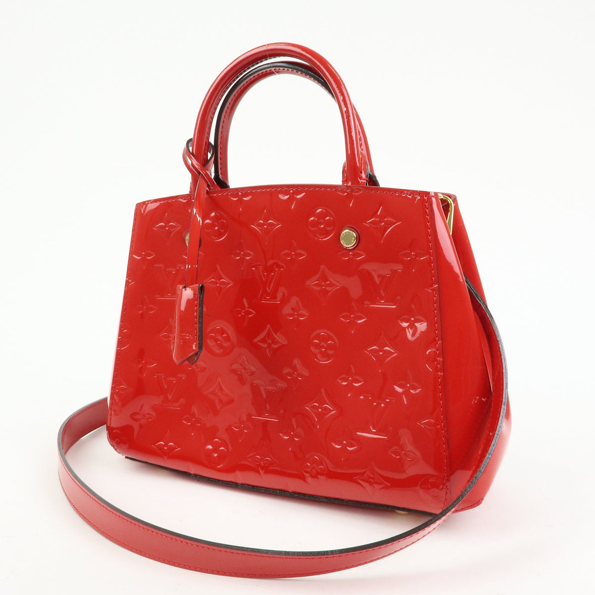 Louis Vuitton Montaigne Monogram Vernis Red Patent_Leather Handbag (Pre-Owned)