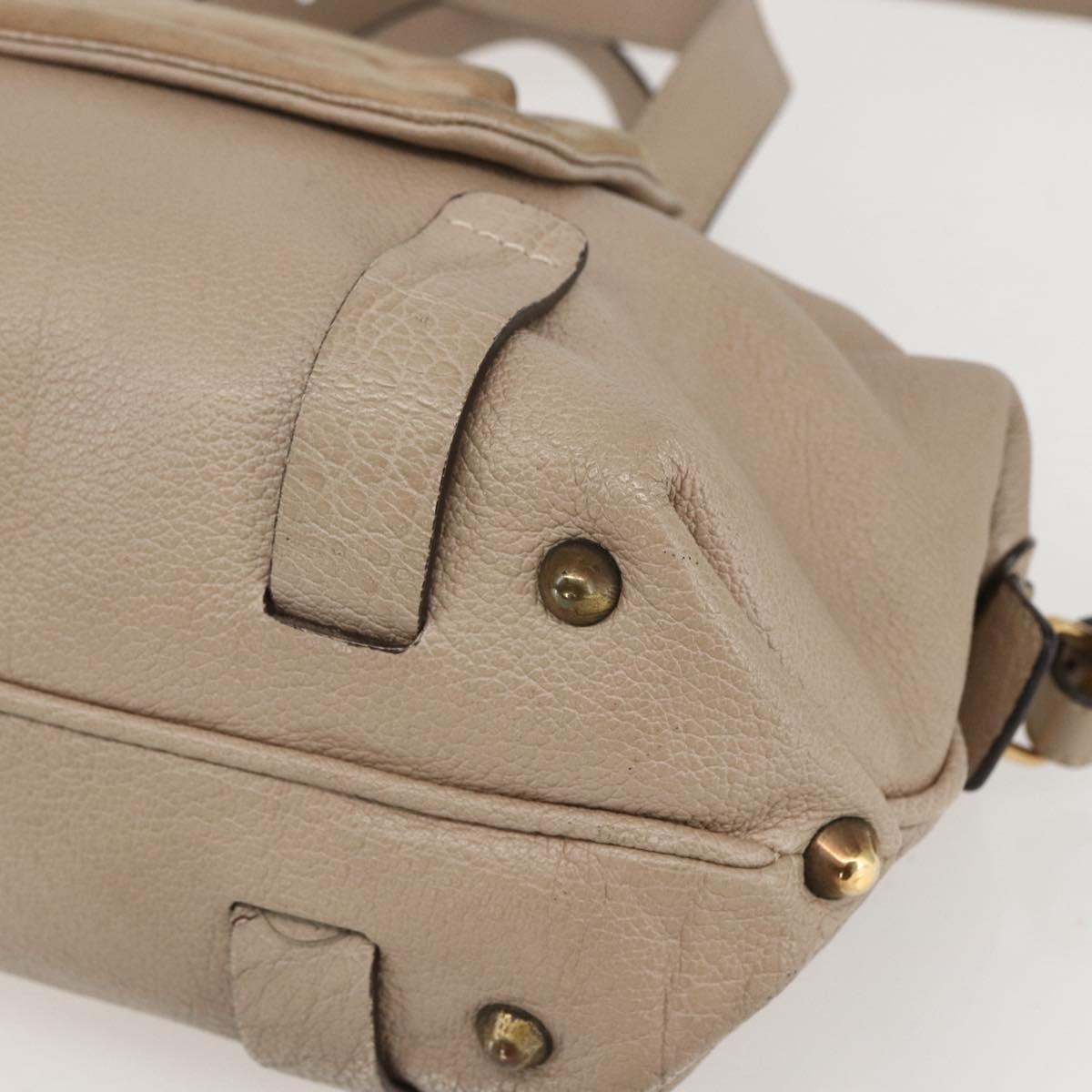 Chloe Abby Convertible Frame Satchel Leather With Suede Beige Leather Handbag (Pre-Owned)