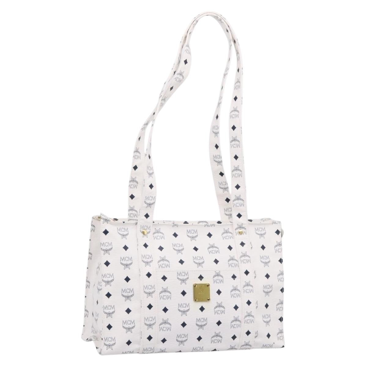MCM Vintage Visetos Canvas White Canvas Tote Bag Bag (Pre-Owned)