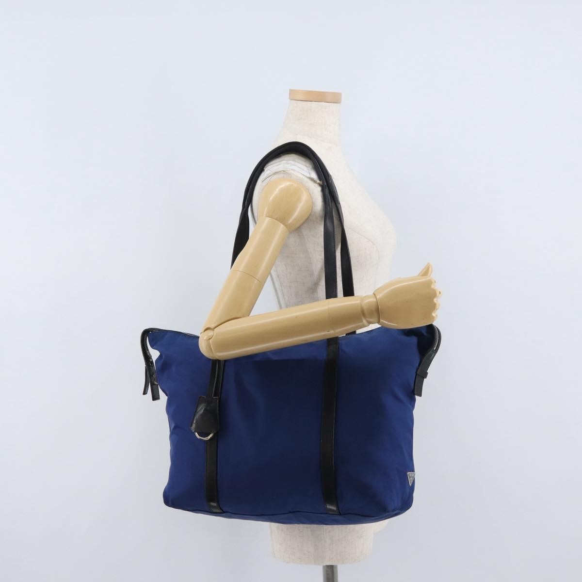 Prada Vintage Tote Tessuto Blue Nylon Tote Bag Bag (Pre-Owned)