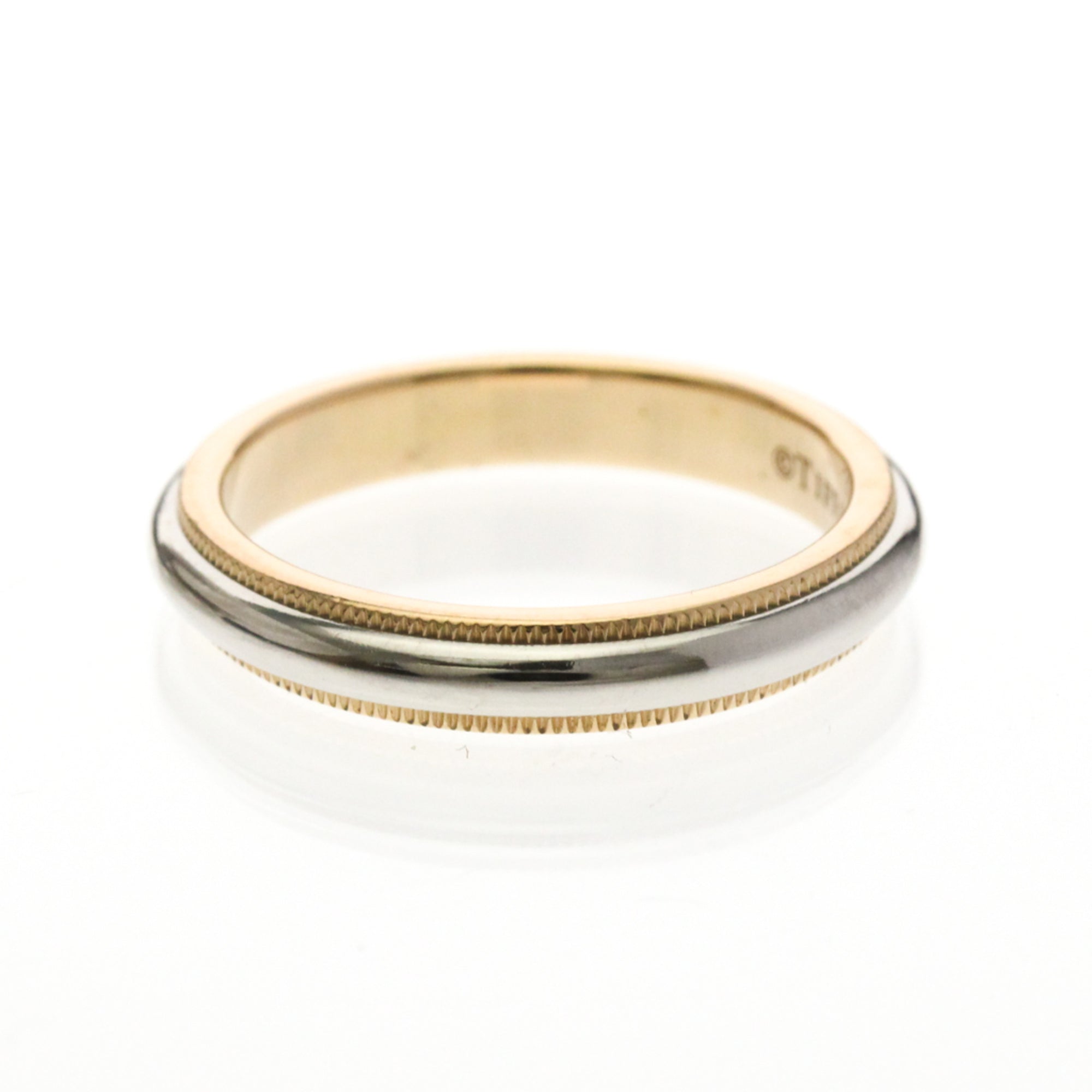 Tiffany & Co. Two-Tone Milgrain Wedding Band Platinum And 18K Pink Gold Pink Pink_Gold Ring Jewelry (Pre-Owned)