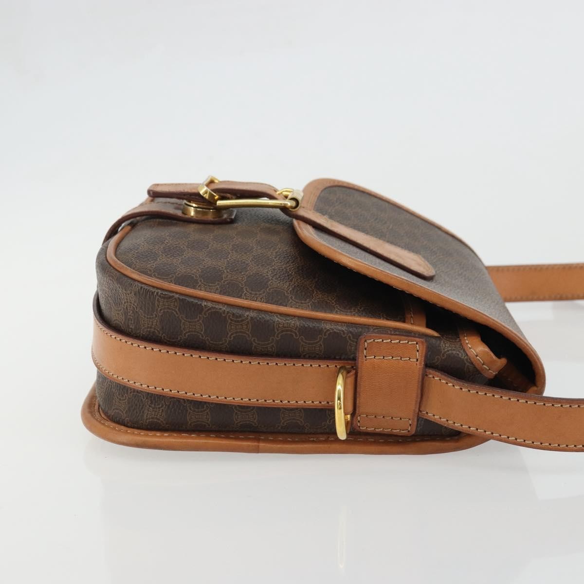 Celine Vintage Macadam Canvas And Leather Brown Canvas Shoulder Bag Bag (Pre-Owned)