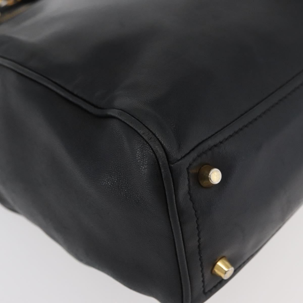 Prada Tote Leather Black Leather Tote Bag Bag (Pre-Owned)