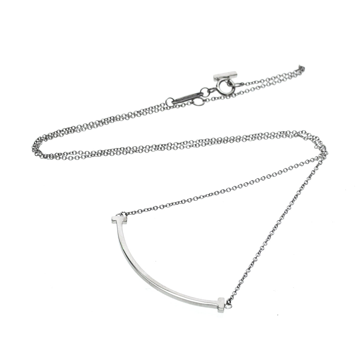 Tiffany & Co. T Smile Pendant 18K White Gold Silver White_Gold Necklace Jewelry (Pre-Owned)
