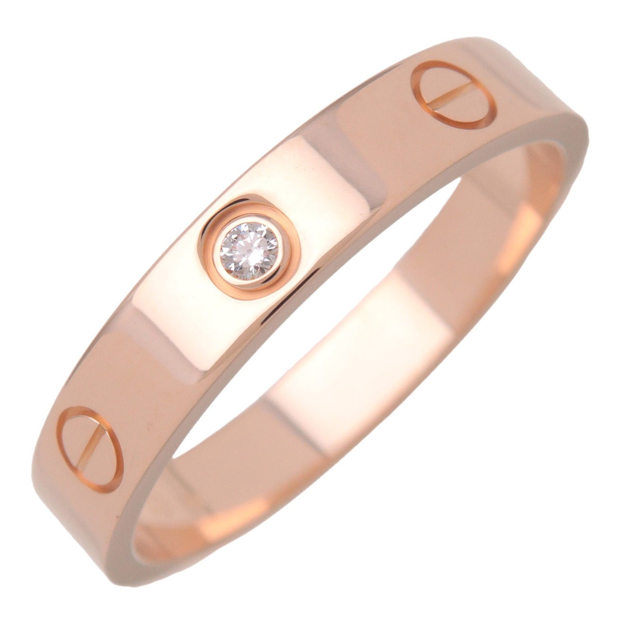 Cartier Love Wedding Band 1 Diamond 18K Rose Gold With Diamond Pink Rose_Gold Ring Jewelry (Pre-Owned)