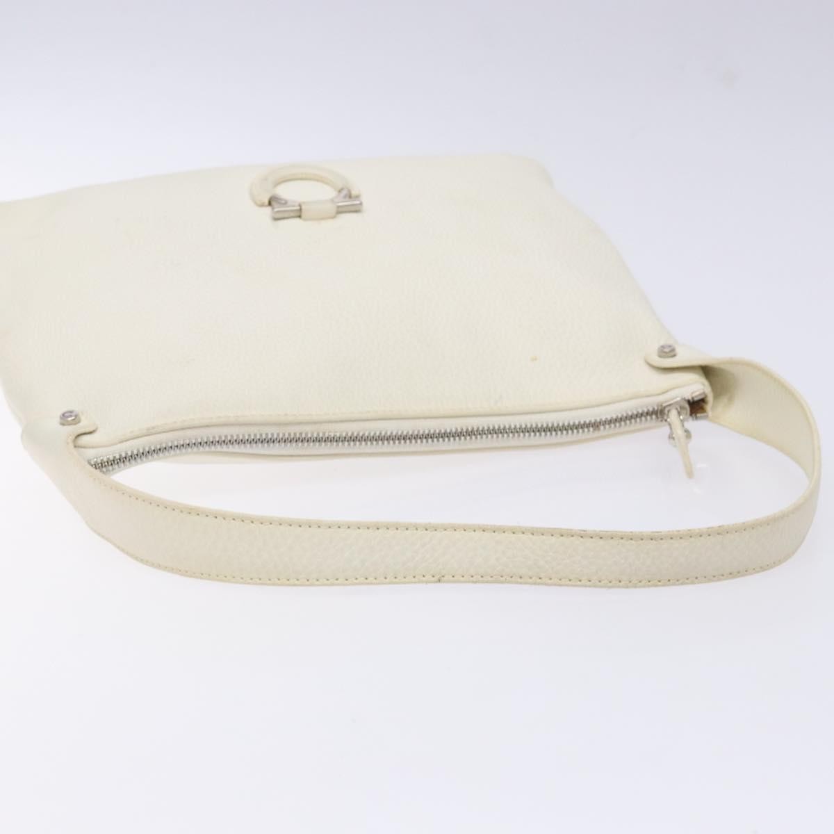 Salvatore Ferragamo Gancini Leather White Leather Shoulder Bag Bag (Pre-Owned)