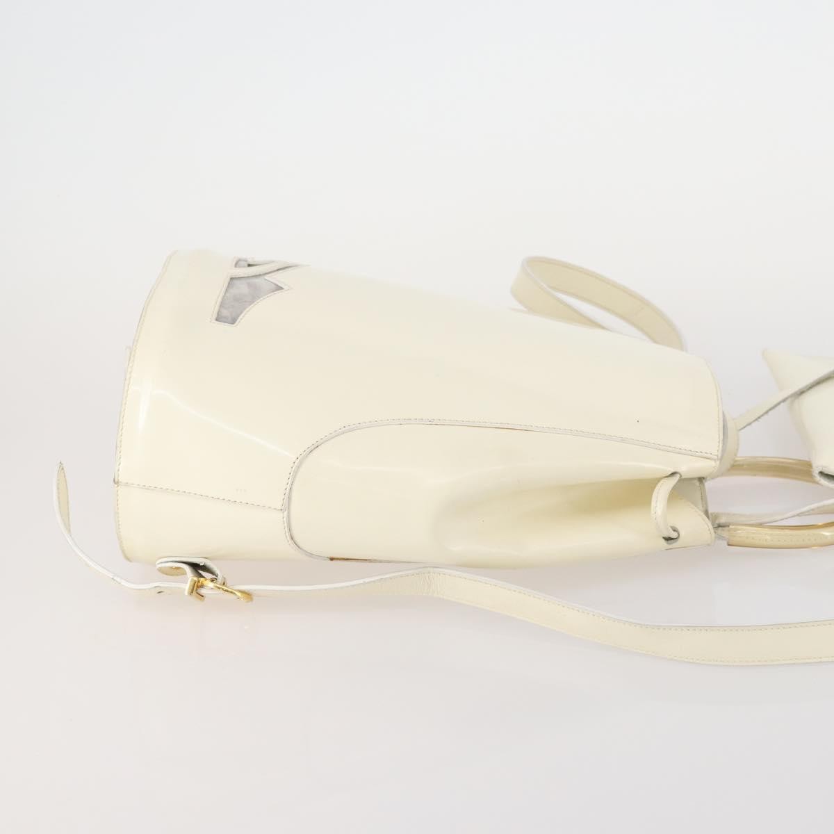 Salvatore Ferragamo Vintage Patent Leather White Patent_Leather Backpack Bag (Pre-Owned)