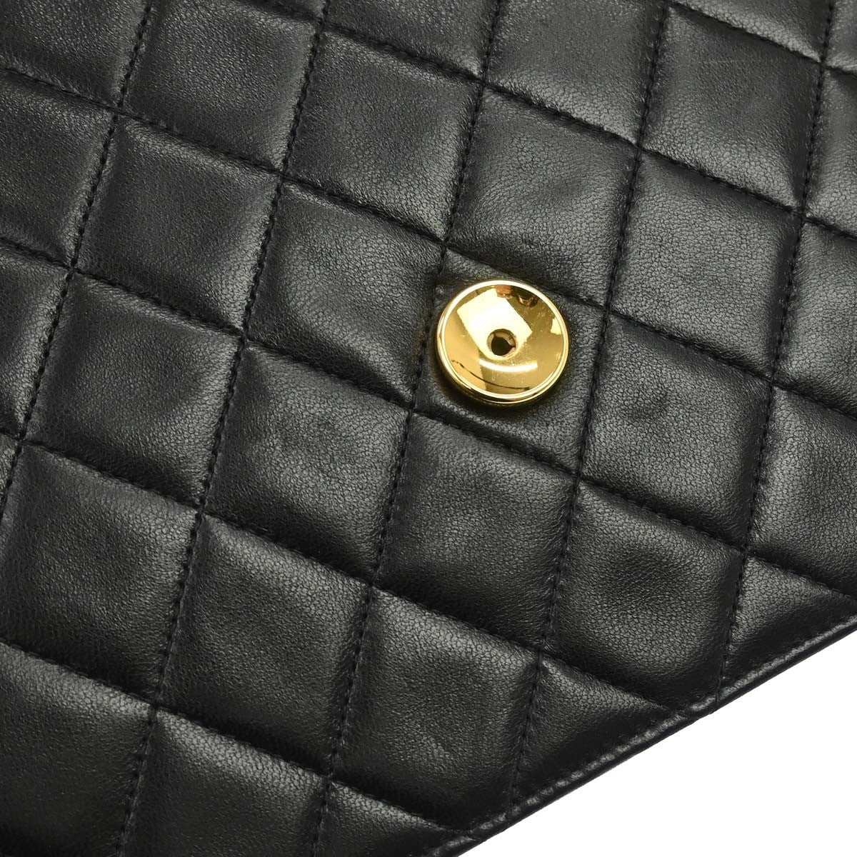 Chanel Vintage Classic Flap Quilted Lambskin Black Leather Shoulder Bag Bag (Pre-Owned)