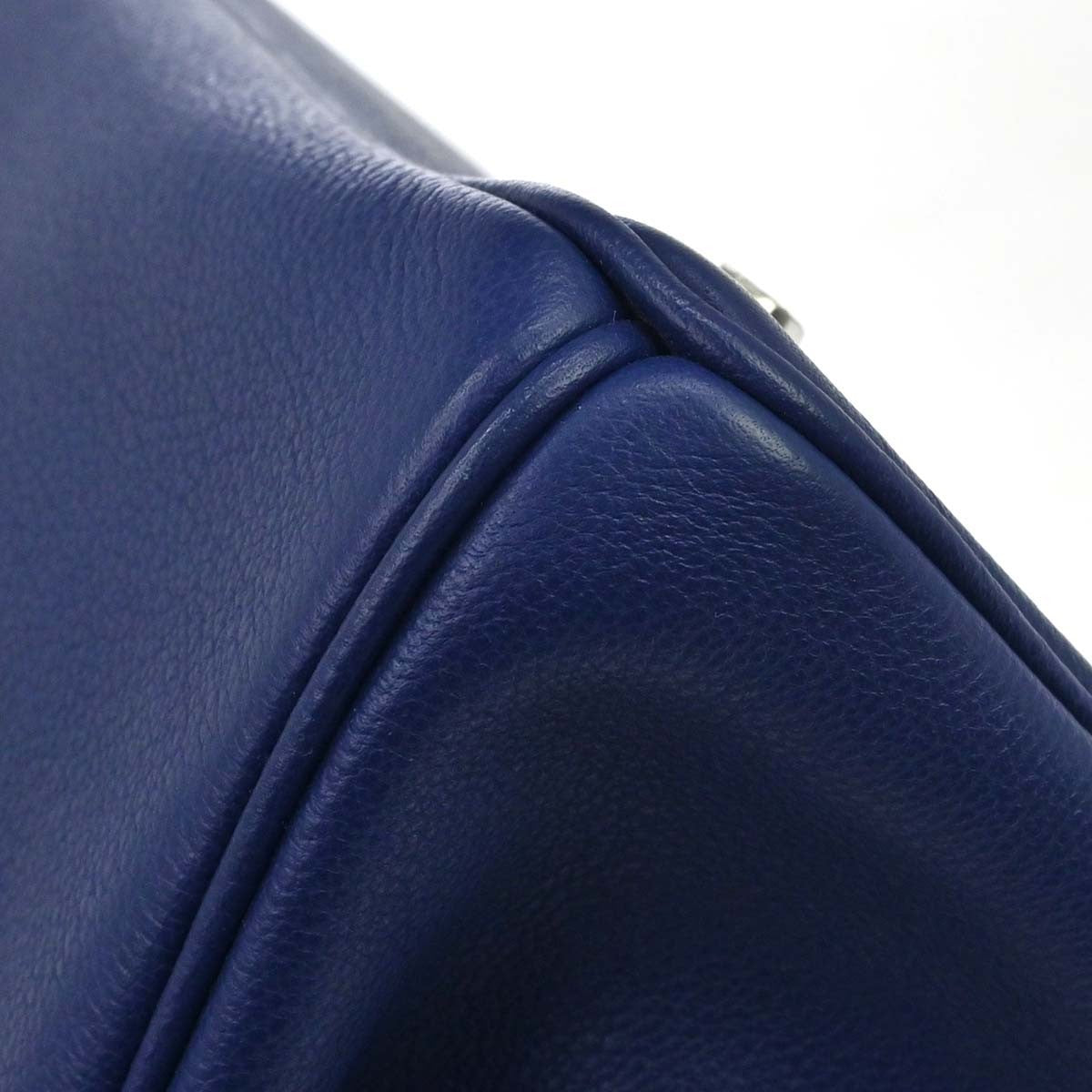 Hermes Birkin Blue Togo With Palladium Hardware Blue Leather Handbag (Pre-Owned)