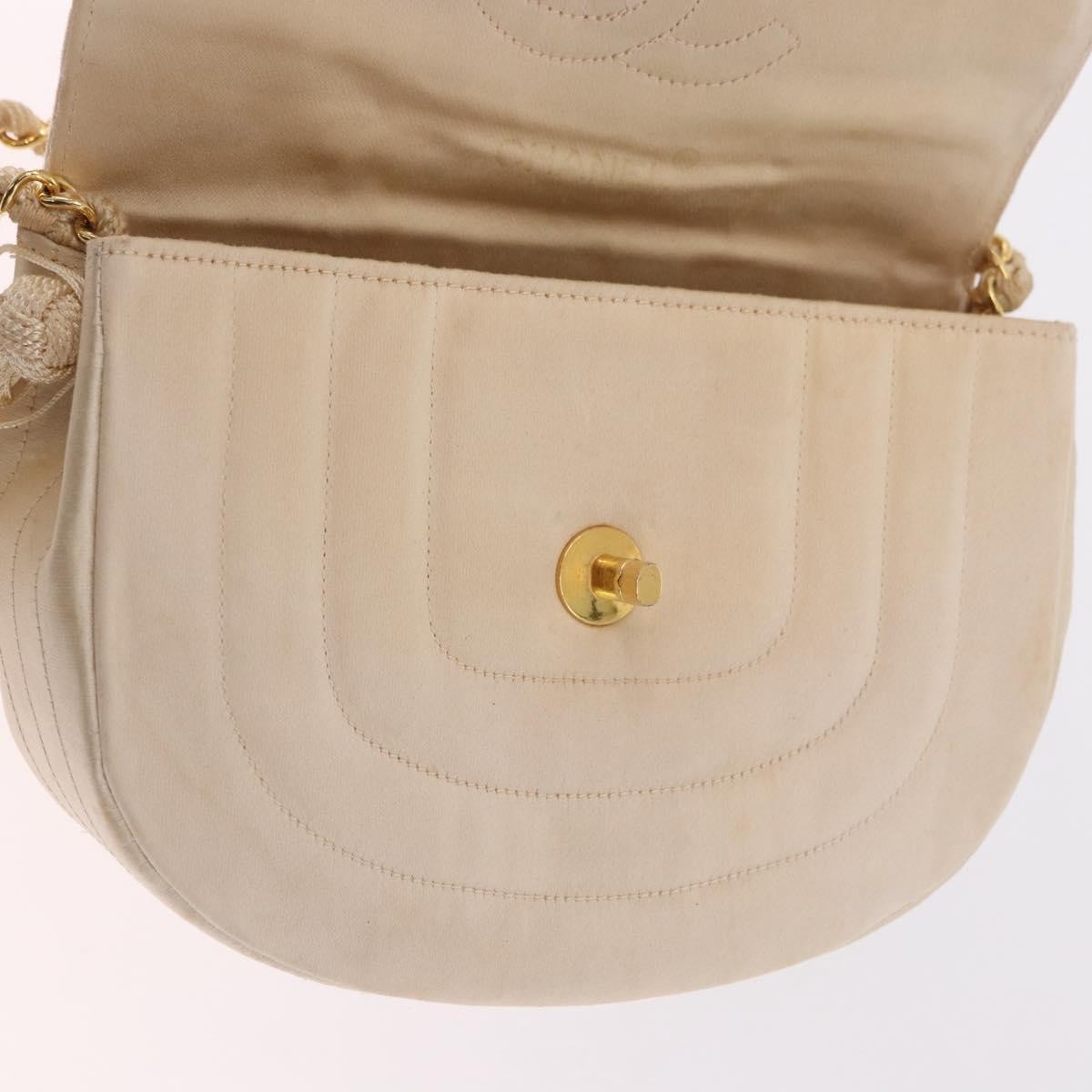 Chanel Vintage Round Flap Satin Beige Satin Shoulder Bag Bag (Pre-Owned)