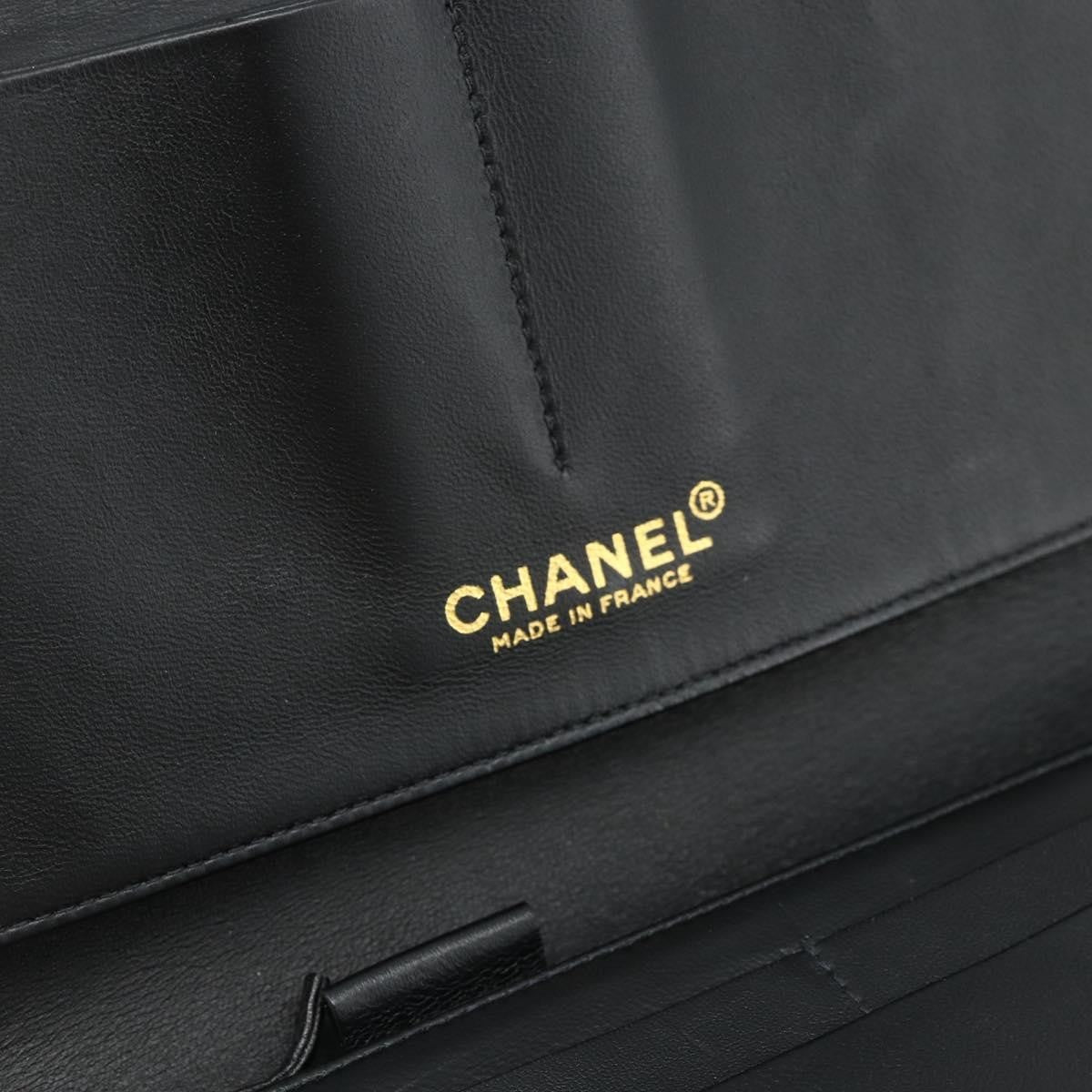 Chanel Flap Clutch Leather Black Leather Clutche & Pouche Bag (Pre-Owned)