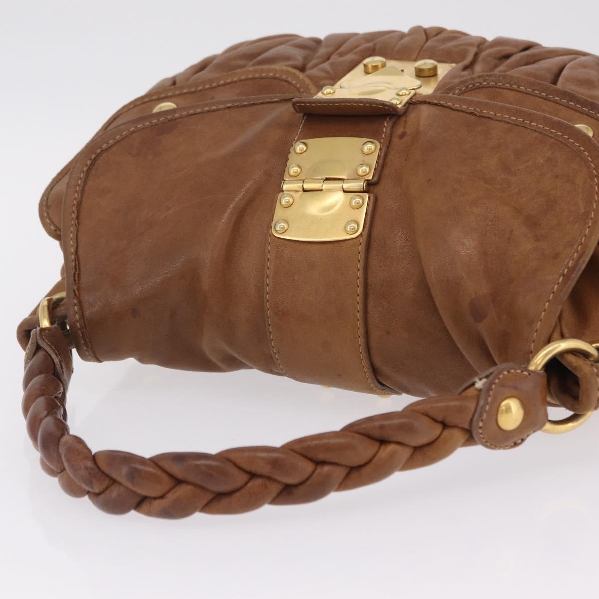 Miu Miu Coffer Convertible Hobo Matelasse Leather Brown Leather Shoulder Bag Bag (Pre-Owned)
