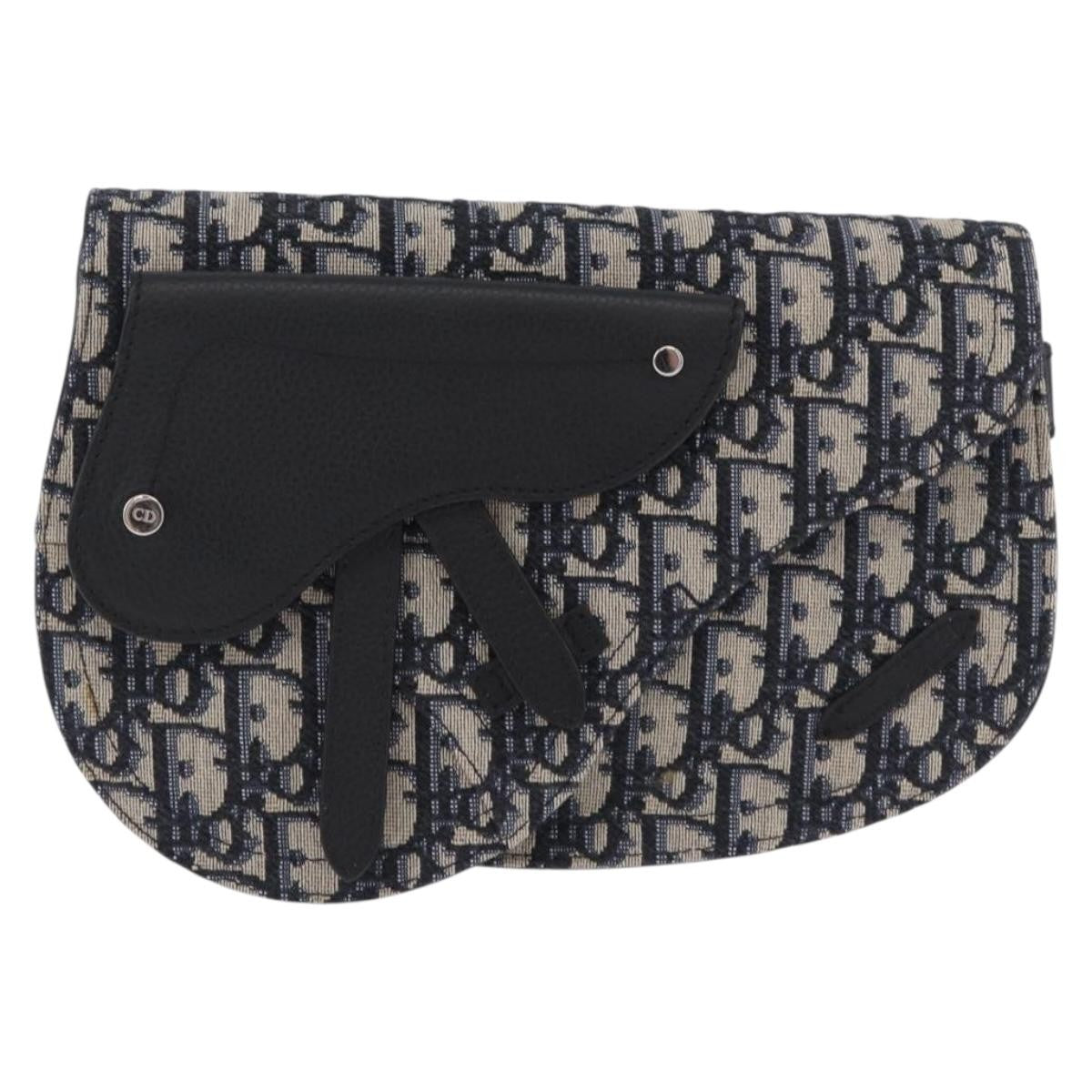 Christian Dior Saddle Messenger Oblique Canvas Navy Canvas Clutche & Pouche Bag (Pre-Owned)