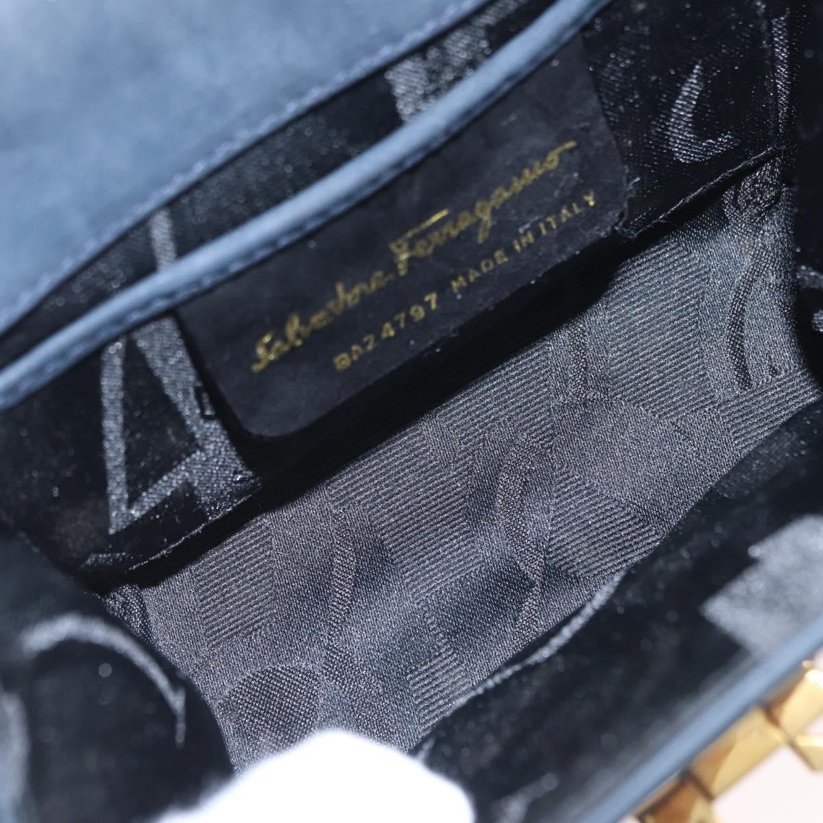 Salvatore Ferragamo Gancini Flap Suede Navy Suede Shoulder Bag Bag (Pre-Owned)