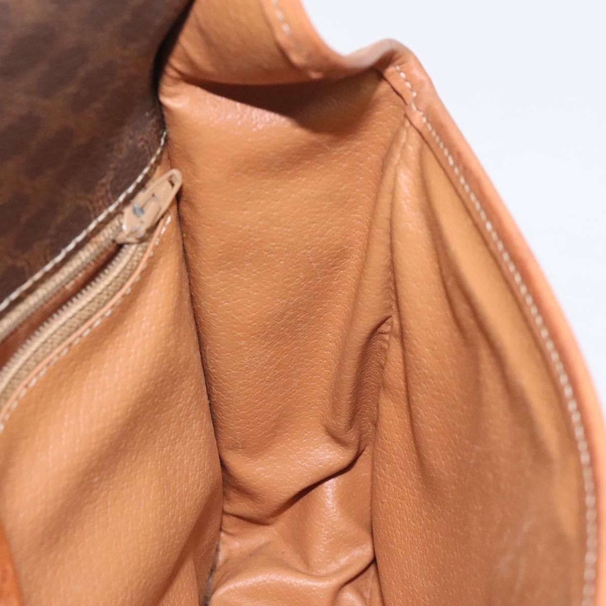 Celine Vintage Macadam Circle Logo Canvas And Leather Brown Canvas Shoulder Bag Bag (Pre-Owned)