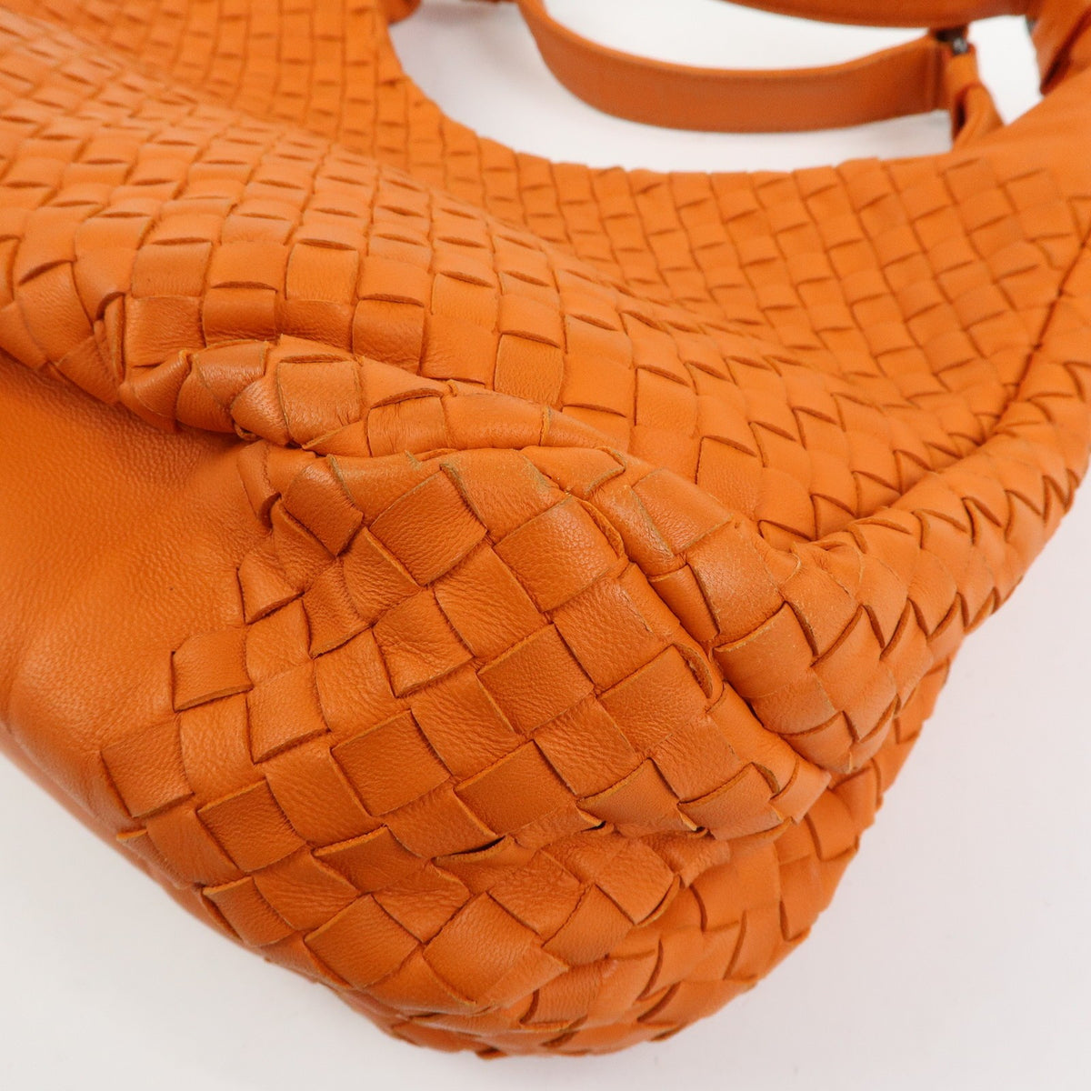 Bottega Veneta Campana Hobo Intrecciato Nappa Orange Leather Shoulder Bag Bag (Pre-Owned)