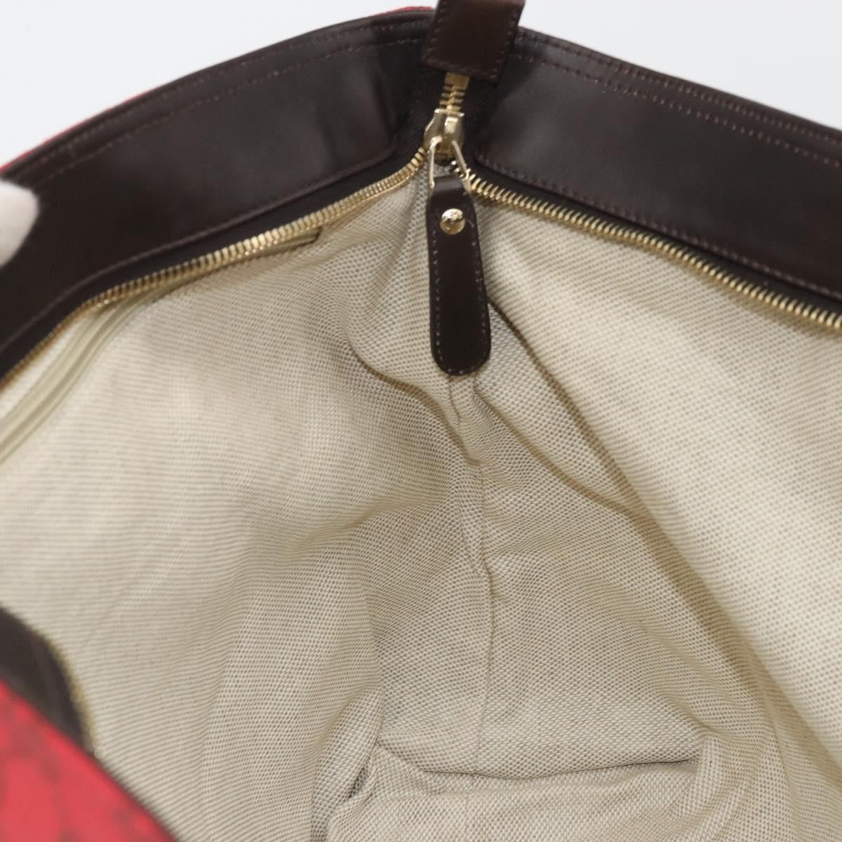 Gucci Original Zip Gg Canvas With Leather Red Canvas Tote Bag Bag (Pre-Owned)