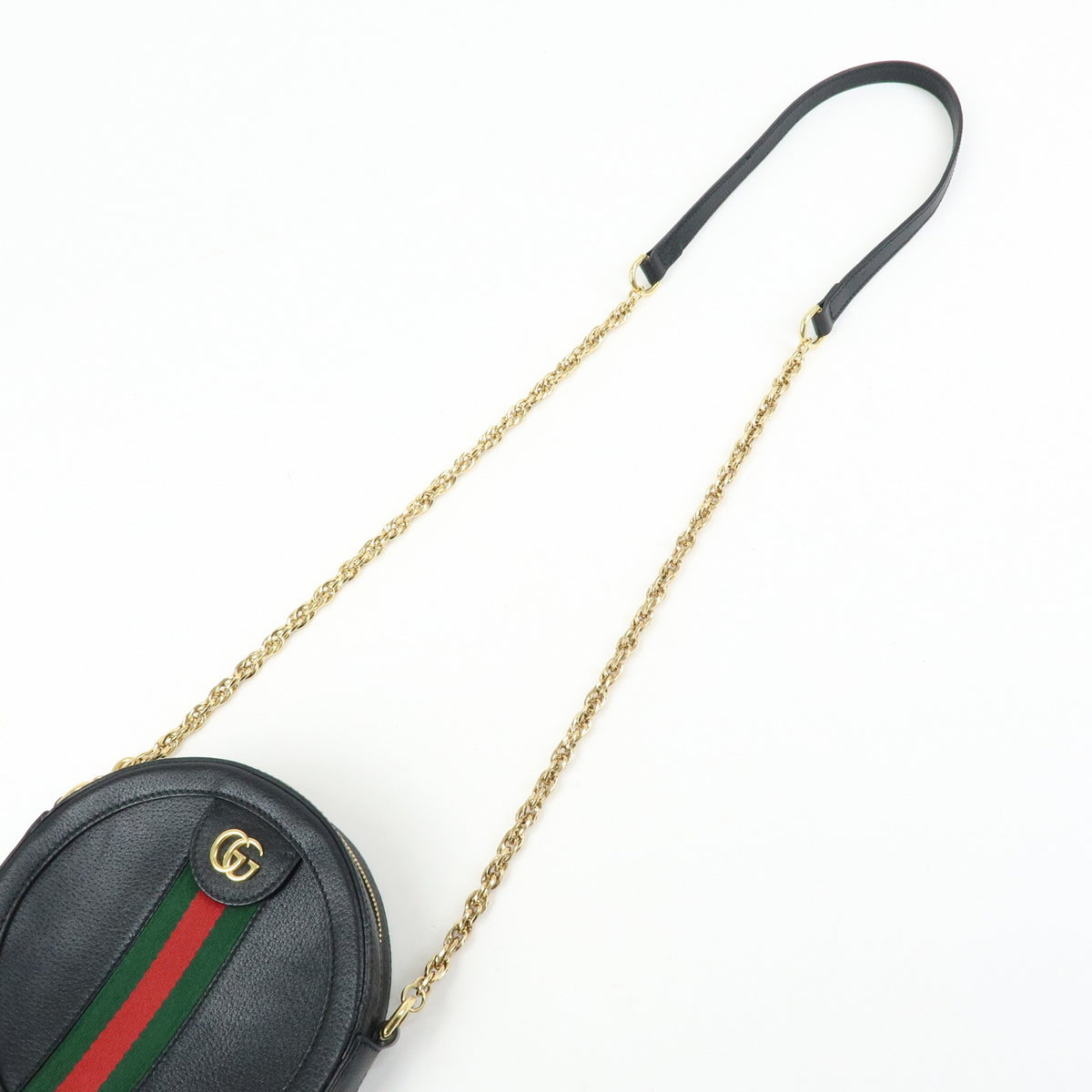 Gucci Ophidia Round Leather Black Leather Shoulder Bag Bag (Pre-Owned)