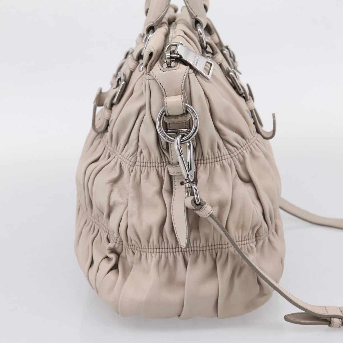 Prada Gaufre Convertible Nappa Leather Gray Leather Tote Bag Bag (Pre-Owned)