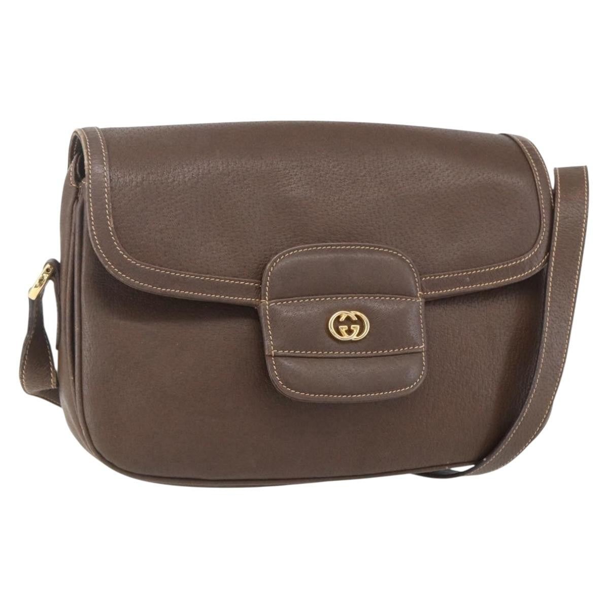 Gucci Vintage Leather Brown Leather Shoulder Bag Bag (Pre-Owned)