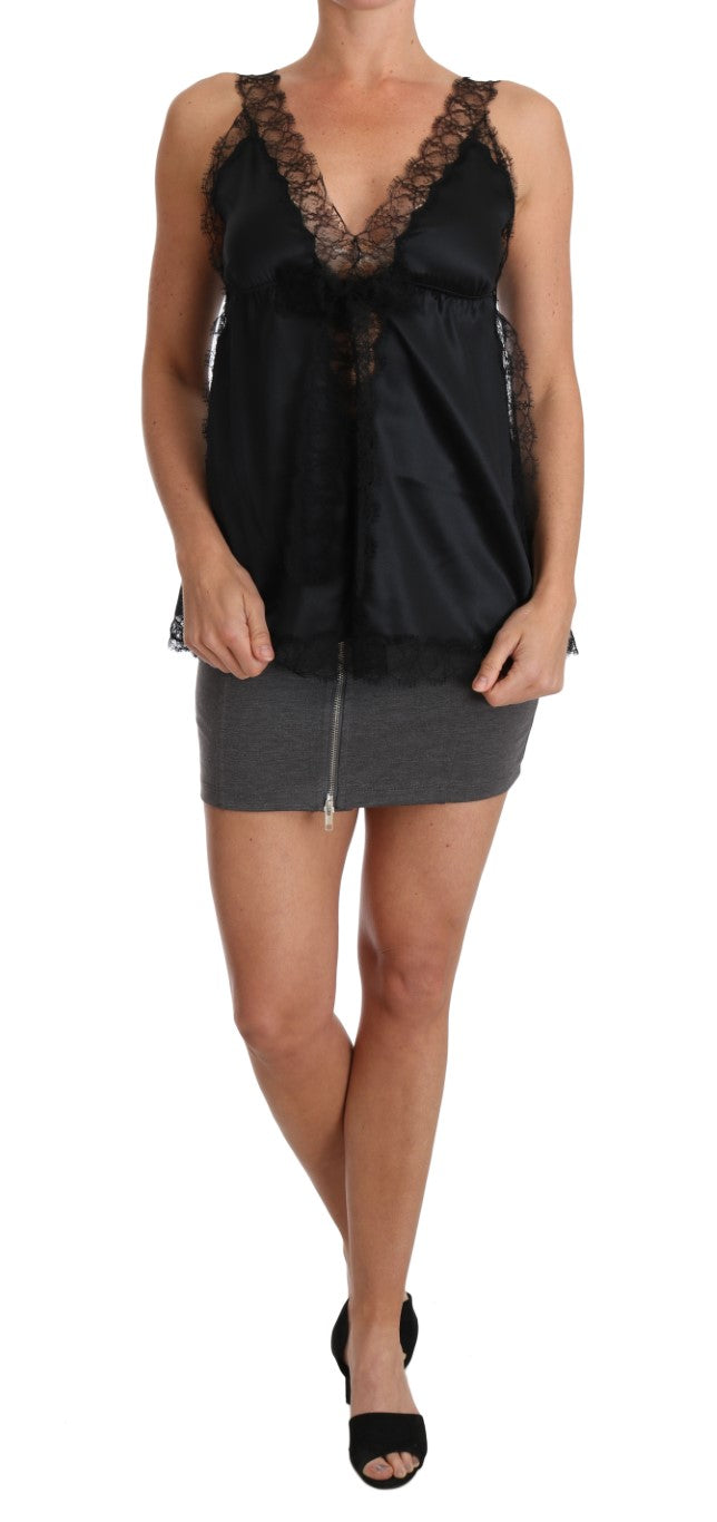 Dolce & Gabbana Sultry Silk Blend Lingerie Top in Women's Black
