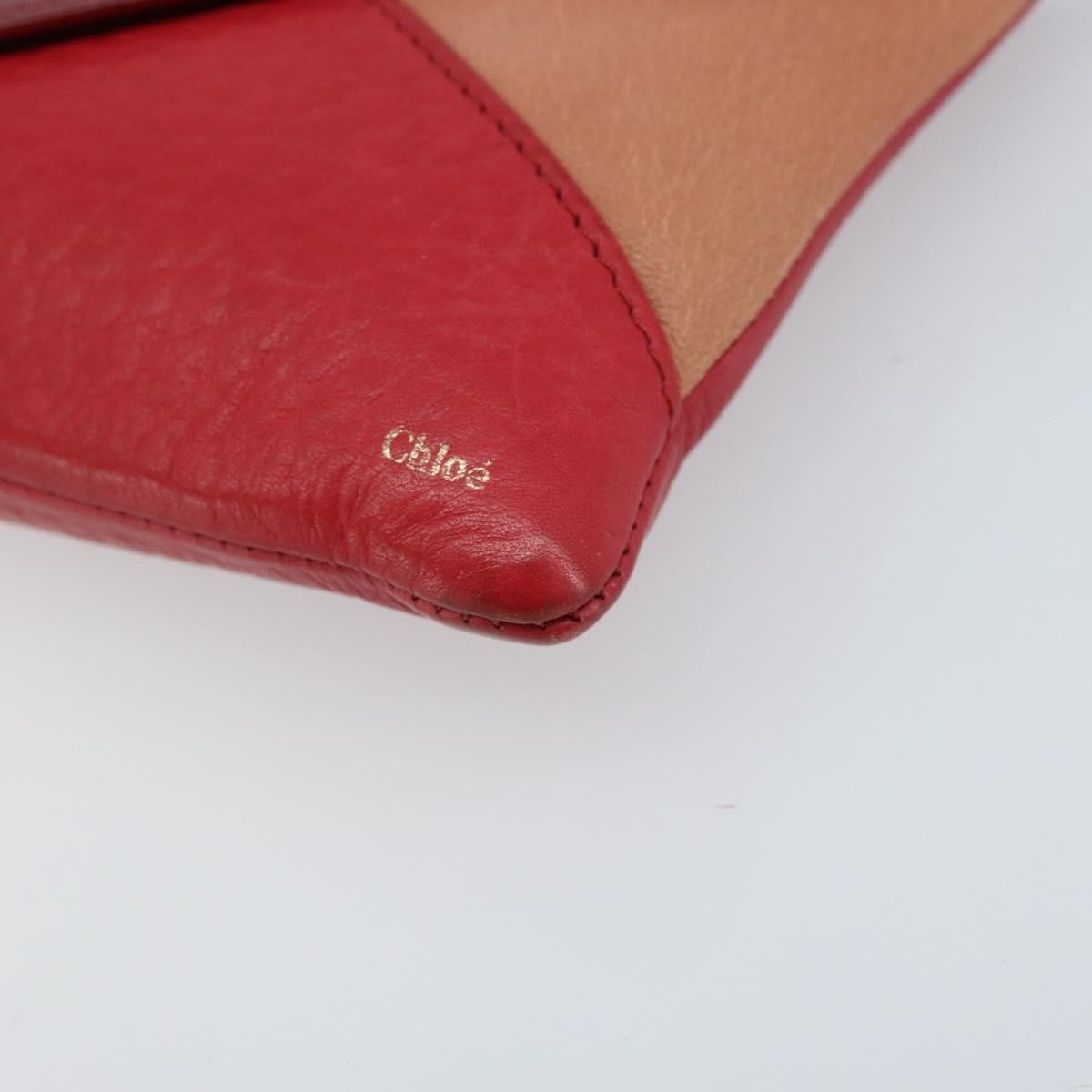 Chloe Envelope Wallet On Chain Leather Red Leather Shoulder Bag Bag (Pre-Owned)