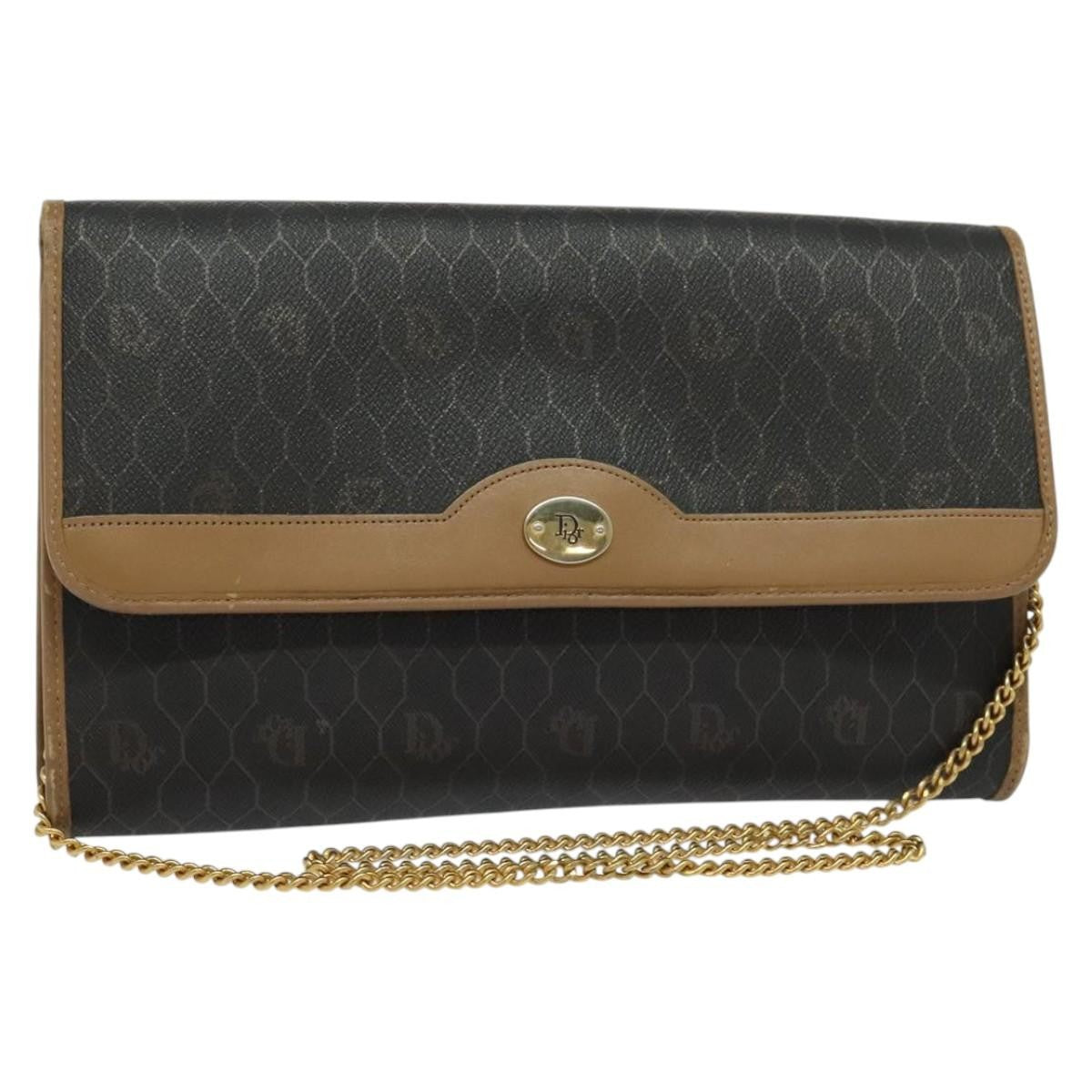 Christian Dior Vintage Honeycomb Zip Coated Canvas Black Canvas Shoulder Bag Bag (Pre-Owned)