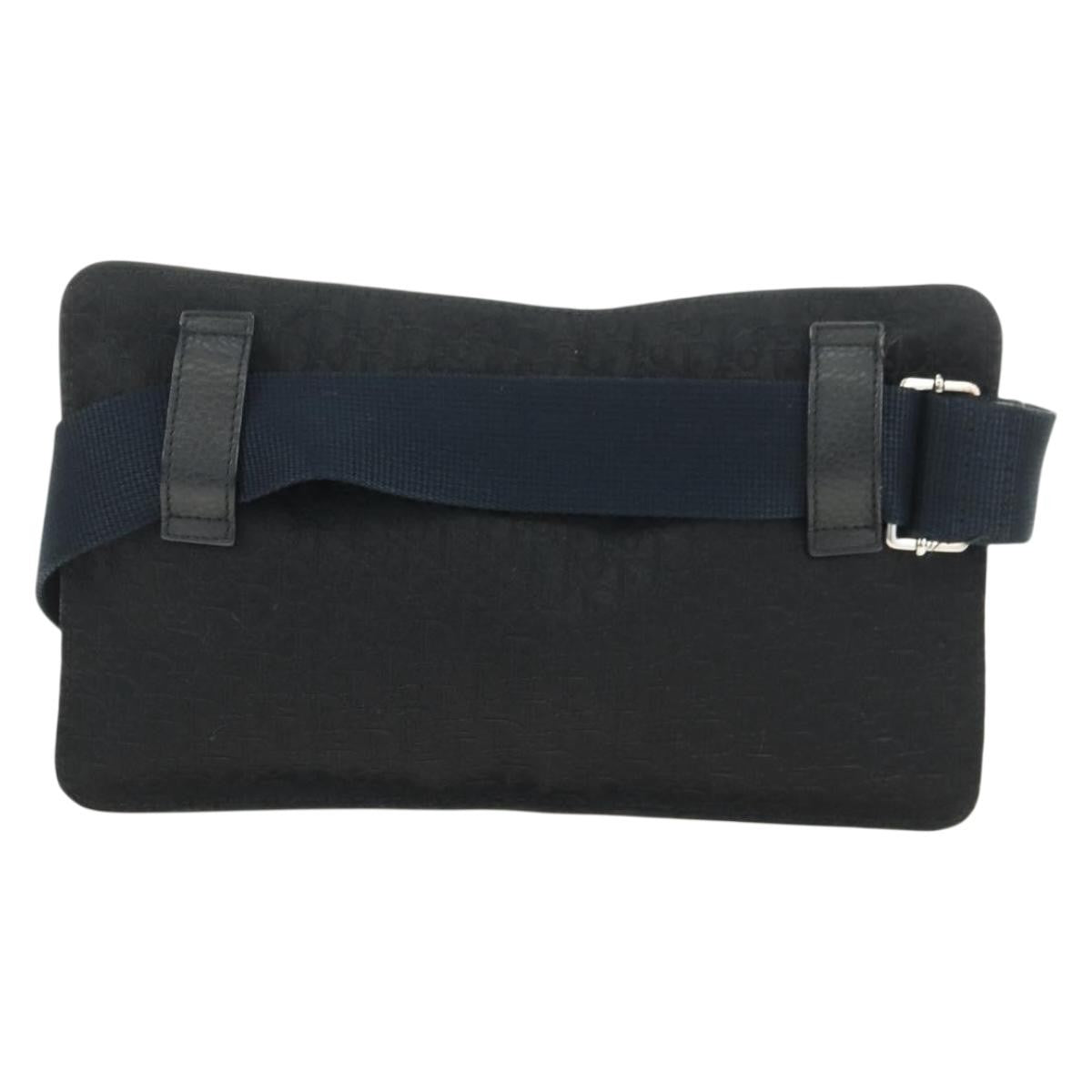 Christian Dior Vintage Street Chic Belt Diorissimo Canvas Black Canvas Handbag (Pre-Owned)