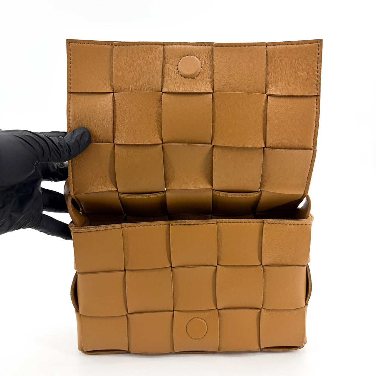Bottega Veneta Cassette Zip Maxi Intrecciato Webbed Canvas Brown Leather Crossbody Bag Bag (Pre-Owned)