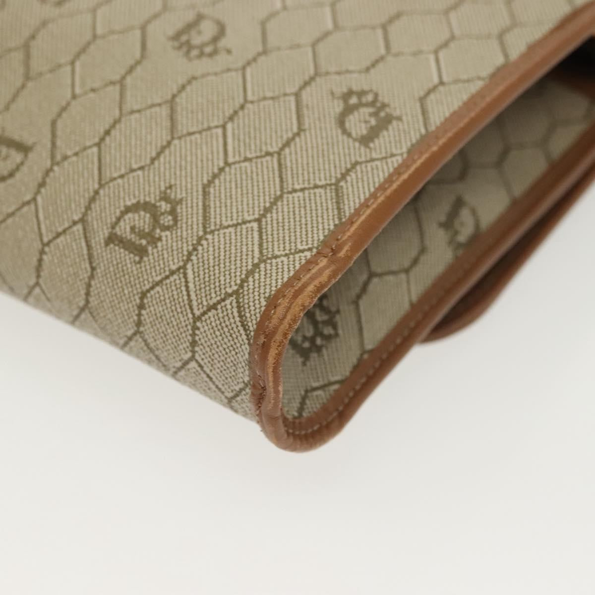 Christian Dior Vintage Honeycomb Chain Canvas Beige Canvas Bag (Pre-Owned)