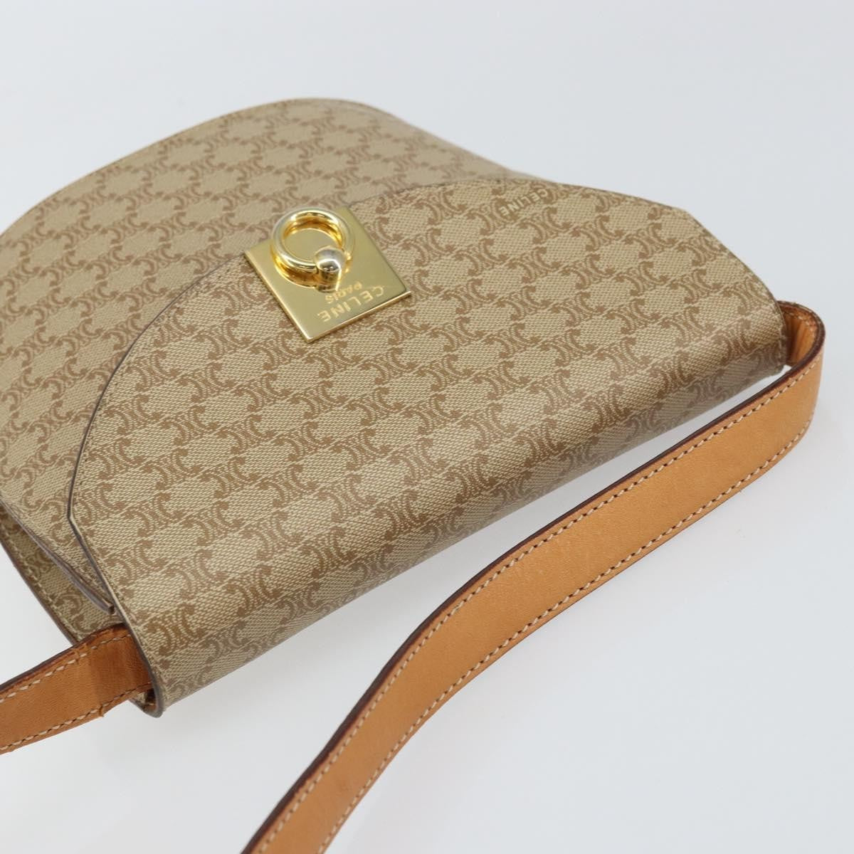 Celine Vintage Macadam Canvas Beige Canvas Shoulder Bag Bag (Pre-Owned)