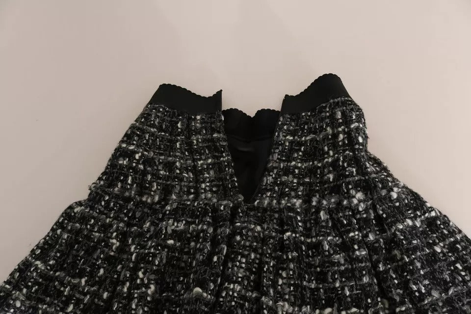 Dolce & Gabbana Black Check Flounce Detailed Wool Mini Women's Skirt