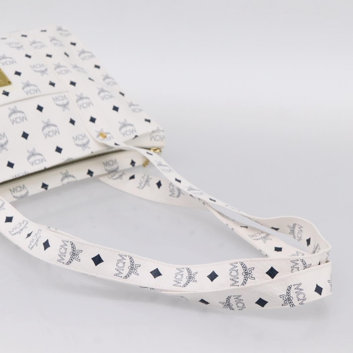 MCM Vintage Visetos Canvas White Canvas Tote Bag Bag (Pre-Owned)
